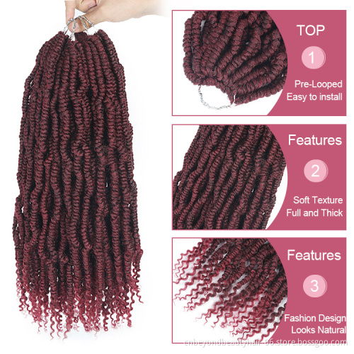 Wholesale Brown Toyotress bomb twist crochet braids hair cheap passion twist Pre looped for Black women